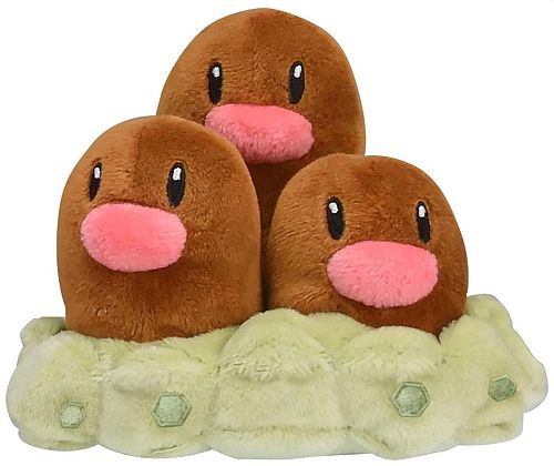 Pokemon - Dugtrio (Sitting Cuties) - Pokemon Center Plush/Bamse 10cm *Top Kvalitet*