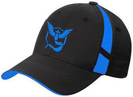 Pokemon Go - Cap/Kasket - Black/Sort med Logo og Stribe - Team Mystic (Blue/Blå)