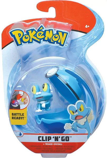 Pokémon - Clip 'N' Go Pokéball: Froakie & Dive Ball (Figur med Pokéball)